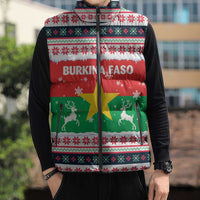 Christmas Burkina Faso Sleeveless Puffer Jacket Reindeer Star Design - Wonder Print Shop