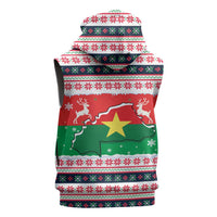 Christmas Burkina Faso Sleeveless Zip Hoodie Reindeer Star Design - Wonder Print Shop