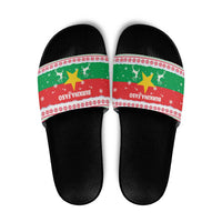 Christmas Burkina Faso Slide Sandals Reindeer Star Design - Wonder Print Shop