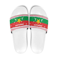 Christmas Burkina Faso Slide Sandals Reindeer Star Design - Wonder Print Shop