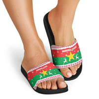 Christmas Burkina Faso Slide Sandals Reindeer Star Design - Wonder Print Shop