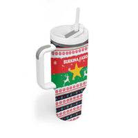 Christmas Burkina Faso Tumbler With Handle Reindeer Star Design - Wonder Print Shop