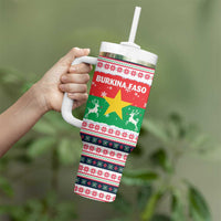 Christmas Burkina Faso Tumbler With Handle Reindeer Star Design - Wonder Print Shop