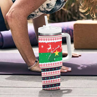 Christmas Burkina Faso Tumbler With Handle Reindeer Star Design - Wonder Print Shop