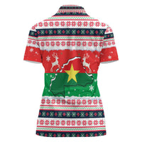 Christmas Burkina Faso Women Polo Shirt Reindeer Star Design - Wonder Print Shop