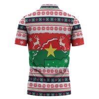 Christmas Burkina Faso Zipper Polo Shirt Reindeer Star Design - Wonder Print Shop