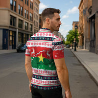 Christmas Burkina Faso Zipper Polo Shirt Reindeer Star Design - Wonder Print Shop