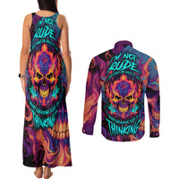 Colorful Fire Skull Couples Matching Tank Maxi Dress and Long Sleeve Button Shirts I'm not rude i just have the balls to say what everyone else is Thingking - Wonder Print Shop