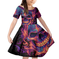 Colorful Fire Skull Family Matching Mermaid Dress and Hawaiian Shirt I'm not rude i just have the balls to say what everyone else is Thingking - Wonder Print Shop