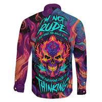 Colorful Fire Skull Family Matching Tank Maxi Dress and Hawaiian Shirt I'm not rude i just have the balls to say what everyone else is Thingking - Wonder Print Shop