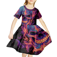 Colorful Fire Skull Kid Short Sleeve Dress I'm not rude i just have the balls to say what everyone else is Thingking - Wonder Print Shop