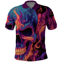 Colorful Fire Skull Polo Shirt I'm not rude i just have the balls to say what everyone else is Thingking - Wonder Print Shop