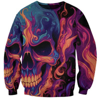 Colorful Fire Skull Sweatshirt I'm not rude i just have the balls to say what everyone else is Thingking - Wonder Print Shop