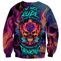 Colorful Fire Skull Sweatshirt I'm not rude i just have the balls to say what everyone else is Thingking - Wonder Print Shop