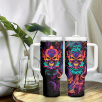 Colorful Fire Skull Tumbler With Handle I'm not rude i just have the balls to say what everyone else is Thingking - Wonder Print Shop