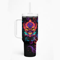 Colorful Fire Skull Tumbler With Handle I'm not rude i just have the balls to say what everyone else is Thingking - Wonder Print Shop
