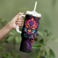 Colorful Fire Skull Tumbler With Handle I'm not rude i just have the balls to say what everyone else is Thingking - Wonder Print Shop