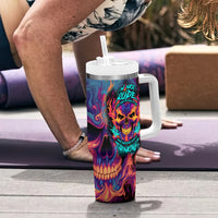 Colorful Fire Skull Tumbler With Handle I'm not rude i just have the balls to say what everyone else is Thingking - Wonder Print Shop