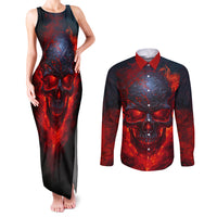 Horror Skull Couples Matching Tank Maxi Dress and Long Sleeve Button Shirts If Karma Doesn't Hit You Trust me I Will - Wonder Print Shop