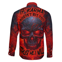 Horror Skull Family Matching Long Sleeve Bodycon Dress and Hawaiian Shirt If Karma Doesn't Hit You Trust me I Will - Wonder Print Shop