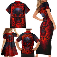 Horror Skull Family Matching Short Sleeve Bodycon Dress and Hawaiian Shirt If Karma Doesn't Hit You Trust me I Will - Wonder Print Shop