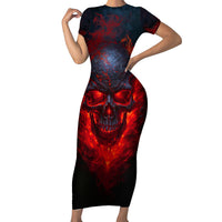 Horror Skull Family Matching Short Sleeve Bodycon Dress and Hawaiian Shirt If Karma Doesn't Hit You Trust me I Will - Wonder Print Shop
