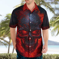 Horror skull Hawaiian shirt in black and red, short sleeves, button-front