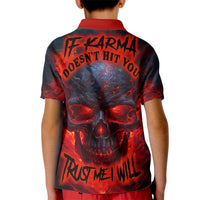 Horror Skull Kid Polo Shirt If Karma Doesn't Hit You Trust me I Will - Wonder Print Shop