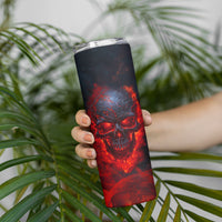 Horror Skull Skinny Tumbler If Karma Doesn't Hit You Trust me I Will - Wonder Print Shop
