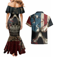 American Flag Skull Couples Matching Mermaid Dress and Hawaiian Shirt I'm Not Anti - Social I'm Just Not User Friendly - Wonder Print Shop