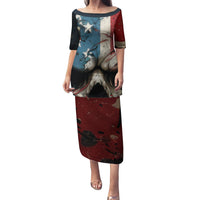 American Flag Skull Family Matching Puletasi Dress and Hawaiian Shirt I'm Not Anti - Social I'm Just Not User Friendly - Wonder Print Shop