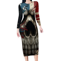 American Flag Skull Long Sleeve Bodycon Dress I'm Not Anti - Social I'm Just Not User Friendly - Wonder Print Shop