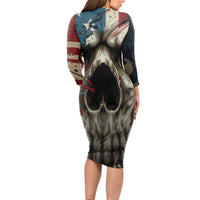 American Flag Skull Long Sleeve Bodycon Dress I'm Not Anti - Social I'm Just Not User Friendly - Wonder Print Shop