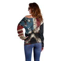 American Flag Skull Off Shoulder Sweater I'm Not Anti - Social I'm Just Not User Friendly - Wonder Print Shop