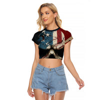 American Flag Skull Raglan Cropped T Shirt I'm Not Anti - Social I'm Just Not User Friendly - Wonder Print Shop