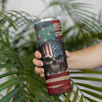 American Flag Skull Skinny Tumbler I'm Not Anti - Social I'm Just Not User Friendly - Wonder Print Shop