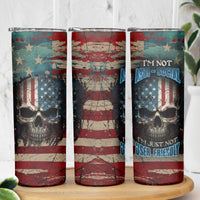American Flag Skull Skinny Tumbler I'm Not Anti - Social I'm Just Not User Friendly - Wonder Print Shop