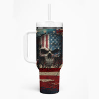 American Flag Skull Tumbler With Handle I'm Not Anti - Social I'm Just Not User Friendly - Wonder Print Shop