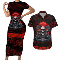 Skull Biker Couples Matching Short Sleeve Bodycon Dress and Hawaiian Shirt Legend Never Die - Wonder Print Shop