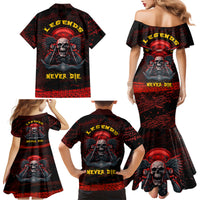 Skull Biker Family Matching Mermaid Dress and Hawaiian Shirt Legend Never Die - Wonder Print Shop
