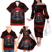 Skull Biker Family Matching Off Shoulder Long Sleeve Dress and Hawaiian Shirt Legend Never Die - Wonder Print Shop