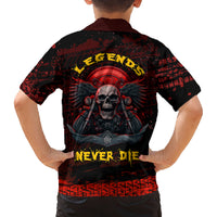 Skull Biker Family Matching Off Shoulder Short Dress and Hawaiian Shirt Legend Never Die - Wonder Print Shop