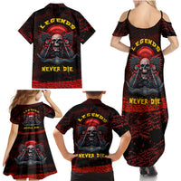 Skull Biker Family Matching Summer Maxi Dress and Hawaiian Shirt Legend Never Die - Wonder Print Shop