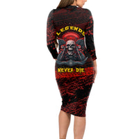 Skull Biker Long Sleeve Bodycon Dress Legend Never Die - Wonder Print Shop