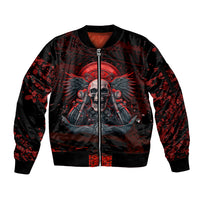 Skull Biker Sleeve Zip Bomber Jacket Legend Never Die - Wonder Print Shop