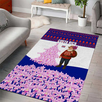 Costa Rica Christmas Area Rug with Santa Claus Pink Orchid Tree National Emblem and Festive Pattern Design - Wonder Print Shop
