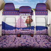 Costa Rica Christmas Back Car Seat Cover with Santa Claus Pink Orchid Tree National Emblem and Festive Pattern Design - Wonder Print Shop