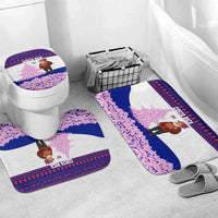Costa Rica Christmas Bathroom Set with Santa Claus Pink Orchid Tree National Emblem and Festive Pattern Design - Wonder Print Shop