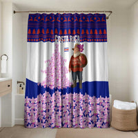 Costa Rica Christmas Bathroom Set with Santa Claus Pink Orchid Tree National Emblem and Festive Pattern Design - Wonder Print Shop