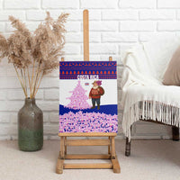 Costa Rica Christmas Canvas Wall Art with Santa Claus Pink Orchid Tree National Emblem and Festive Pattern Design - Wonder Print Shop